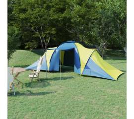 Cort camping, 6 persoane, albastru și galben