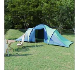 Cort camping, 6 persoane, albastru și verde