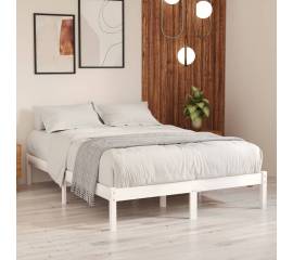 Cadru de pat uk double, alb, 135x190 cm, lemn masiv de pin