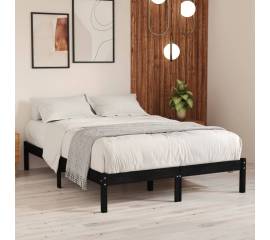 Cadru de pat uk double, negru, 135x190 cm, lemn masiv de pin