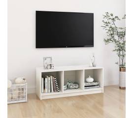 Comodă tv, alb, 104x33x41 cm, lemn masiv de pin