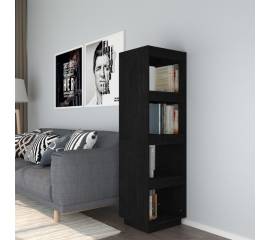 Bibliotecă/separator cameră negru 40x35x135 cm lemn masiv pin