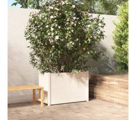 Jardinieră de grădină, alb, 100x50x70 cm, lemn masiv de pin
