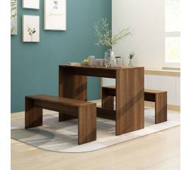 Set mobilier de bucătărie, 3 piese, maro, stejar, pal