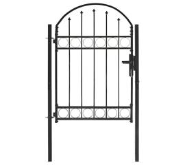 Poartă de gard cu arcadă, negru, 100 x 125 cm, oțel