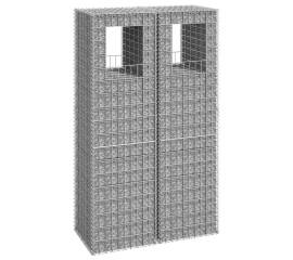 Stâlpi tip coș gabion, 2 buc., 50x50x180 cm, fier