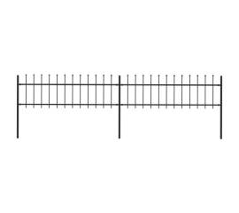 Gard de grădină cu vârf suliță, negru, 3,4 x 0,6 m, oțel