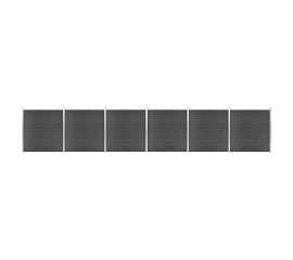 Set de panouri de gard, negru, 1045x186 cm, wpc
