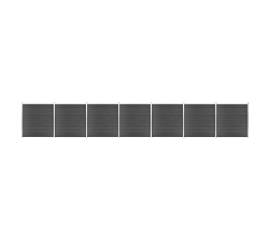 Set de panouri de gard, negru, 1218x186 cm, wpc