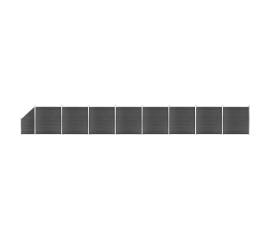 Set de panouri de gard, negru, 1484x(105-186) cm, wpc