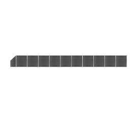 Set de panouri de gard, negru, 1830x(105-186) cm, wpc