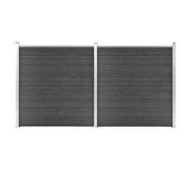 Set de panouri de gard, negru, 353 x 186 cm, wpc