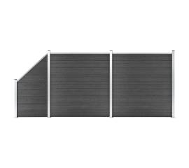 Set de panouri de gard, negru, 446x (105-186) cm, wpc