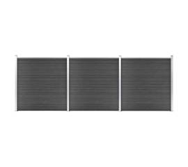 Set de panouri de gard, negru, 526 x 186 cm, wpc
