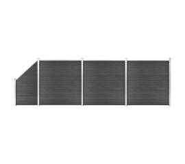 Set de panouri de gard, negru, 619x(105-186) cm, wpc