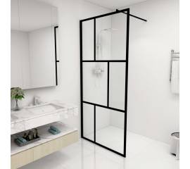 Paravan de duș walk-in, negru, 90x195 cm, sticlă securizată
