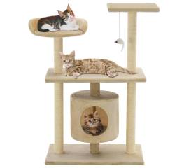 Ansamblu pentru pisici cu stâlpi din funie de sisal, 95 cm bej