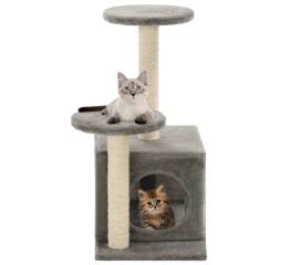 Ansamblu pisici cu stâlpi din funie de sisal, gri, 60 cm
