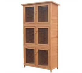 Cușcă pentru iepuri și alte animale, 6 camere, lemn