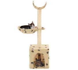 Ansamblu pisici cu funie sisal, 105 cm, imprimeu lăbuțe, bej