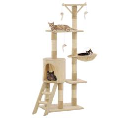 Ansamblu pisici cu stâlpi din funie de sisal, 138 cm, bej