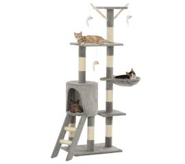 Ansamblu pisici cu stâlpi din funie de sisal, 138 cm, gri