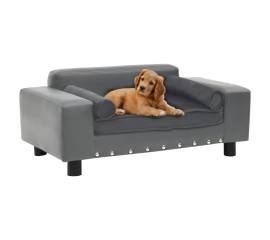 Canapea pentru câini, gri, 81x43x31 cm, pluș & piele ecologică