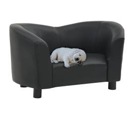 Canapea pentru câini, negru, 67x41x39 cm, piele ecologică