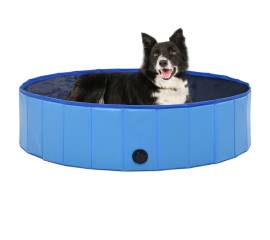 Piscină pentru câini pliabilă, albastru, 120 x 30 cm, pvc