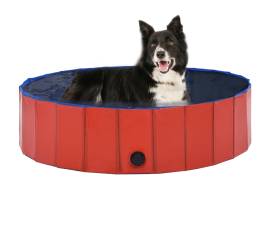 Piscină pentru câini pliabilă, roșu, 120 x 30 cm, pvc