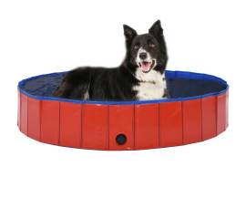 Piscină pentru câini pliabilă, roșu, 160 x 30 cm, pvc