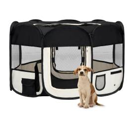 Țarc de câini pliabil cu sac de transport, negru, 125x125x61 cm