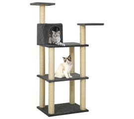 Ansamblu pisici, stâlpi din funie sisal, gri închis, 119 cm
