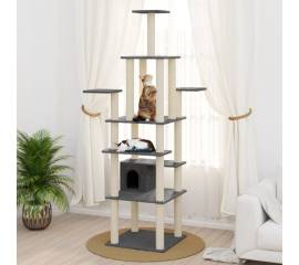 Ansamblu pisici, stâlpi din funie sisal, gri închis, 183 cm