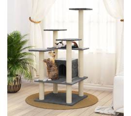 Ansamblu pisici cu stâlpi din funie de sisal, gri închis 110 cm