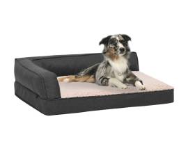 Saltea ergonomică pat de câini, 75x53 cm, gri, aspect in/fleece