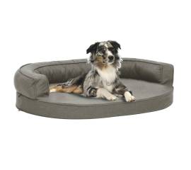 Saltea ergonomică pat de câini, gri, 75x53 cm, aspect de in