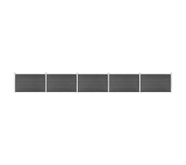 Set de panouri de gard, negru, 872 x 105 cm, wpc