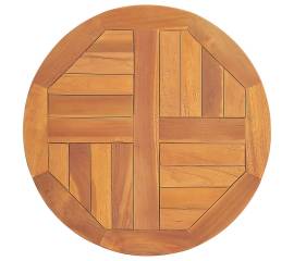 Blat de masă, 50 cm, lemn masiv de tec, rotund, 2,5 cm