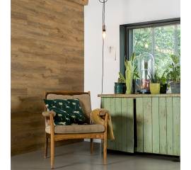 Wallart panouri perete aspect de lemn, maro ruginiu, stejar reciclat