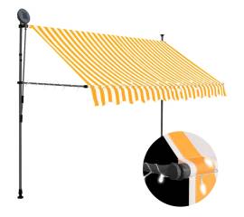 Copertină retractabilă manual cu led, alb & portocaliu, 250 cm