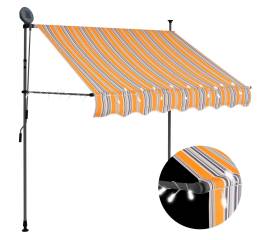 Copertină retractabilă manual cu led, galben & albastru, 150 cm