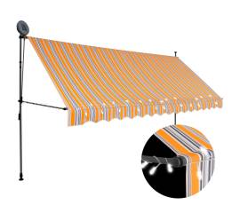 Copertină retractabilă manual cu led, galben & albastru, 350 cm