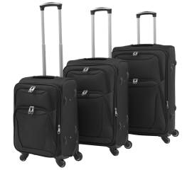 Set de valize din material textil, 3 piese, negru