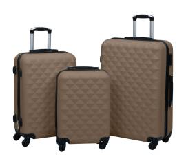 Set de valize cu carcasă rigidă, 3 piese, maro, abs