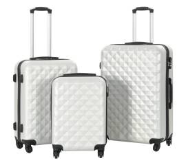 Set valiză carcasă rigidă, 3 buc., argintiu strălucitor, abs