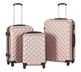 Set valiză carcasă rigidă, 3 buc., roz auriu, abs