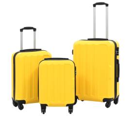Set valize carcasă rigidă, 3 buc., galben, abs