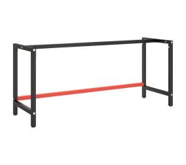 Cadru banc de lucru, negru mat/roșu mat, 180x57x79 cm, metal