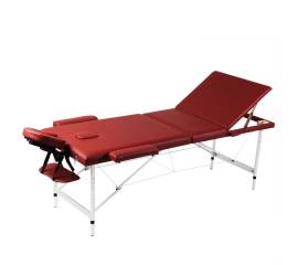 Masă de masaj pliabilă 3 părți cadru din aluminiu roșu
